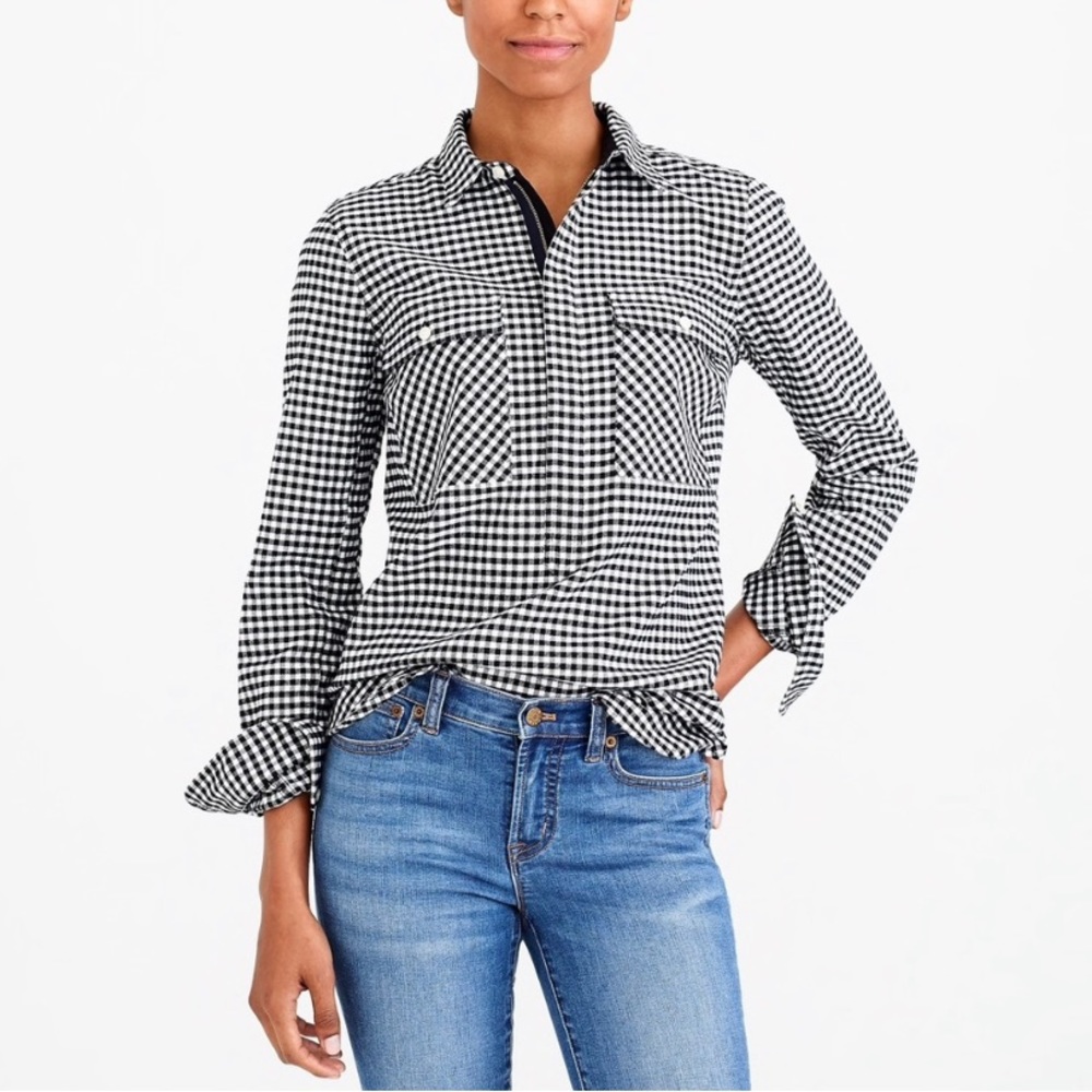 J.Crew Gingham Half Zip Pullover Shirt/Jacket